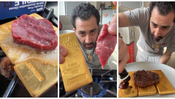 Cooked on pure gold bars: Jeweler serves $450,000 steak