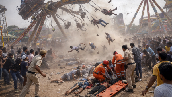 لحظة سقوط الموت: لعبة مرجيحة تتحطم أمام الزوار