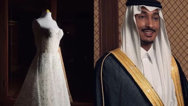 فستان زفاف العروس في حفل بدر محمد عبده يخطف الأنظار