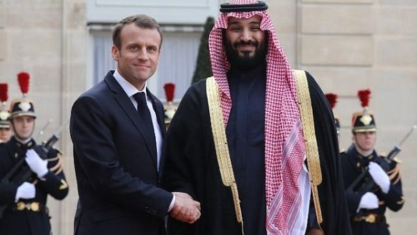 French President Emmanuel Macron debates with Saudi Crown Prince possibility of launching strikes against Syrian regime targets (AFP/ File Photo)