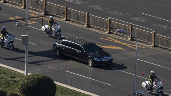 A vehicle in the motorcade of North Korean leader Kim Jong Un is seen in Beijing on January 8, 2019. (Nicolas ASFOURI / AFP)