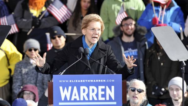 US Senator Elizabeth Warren speaks during her presidential candidacy announcement event at the Everett Mills in Lawrence, MA on February 9, 2019. (AFP/ File)