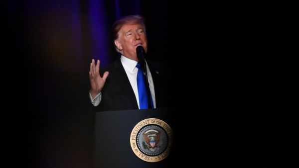 US President Donald Trump speaks at the Major County Sheriffs and Major Cities Chiefs Association Joint Conference in Washington, DC, on February 13, 2019. (Nicholas Kamm / AFP)


