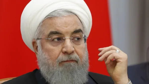 Iranian President Hassan Rouhani attends a trilateral meeting on Syria with his Russian and Turkish counterparts in the Black Sea resort of Sochi on February 14, 2019. (AFP)