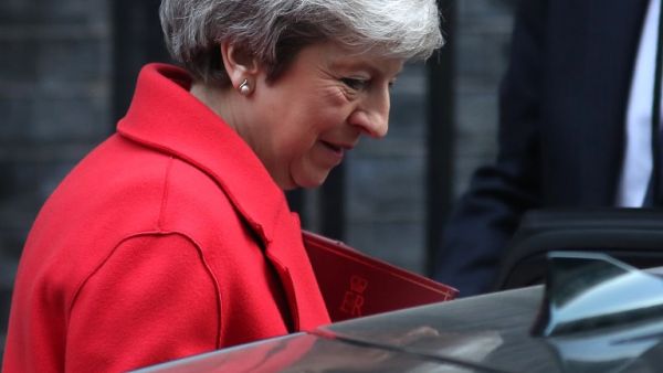 Britain's Prime Minister Theresa May leaves 10 Downing street to take part in the weekly Prime Ministers Questions in the Houses of Parliament in London on February 27, 2019. (AFP/ File)