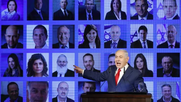 Israeli Prime Minister Benjamin Netanyahu delivers a speech during the launch of his election campaign at the headquarters of his party Likkud. (Jack GUEZ / AFP)