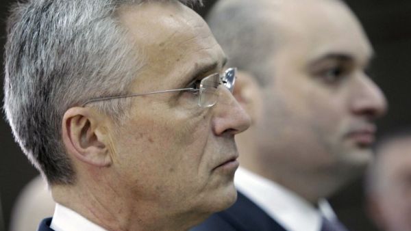NATO Secretary General Jens Stoltenberg (L) and Georgian Prime Minister Mamuka Bakhtadze  (AFP)
