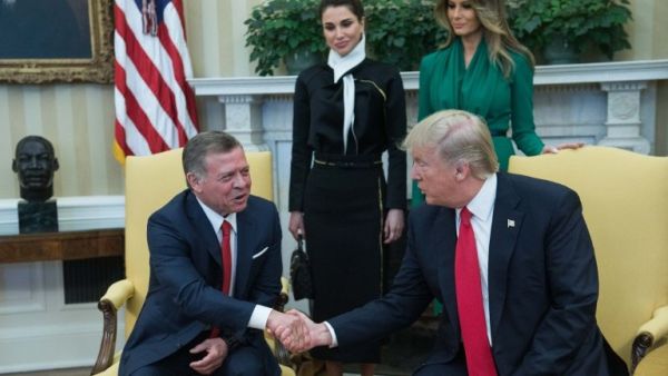 King Abdullah and Queen Rania Visit US President Donald J. Trump earlier this year. (AFP/ Nicholas Kamm)