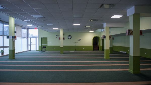 The prayer room of the Islamic Cultural Center of Quebec is pictured in Quebec City on January 12, 2018, where at 7:55 p.m. Sunday, January 29, 2017, with a rifle in hand, a young man entered and opened fire on 40 men and four children. Six people were killed and aother five injured. 
(Alice Chiche / AFP)