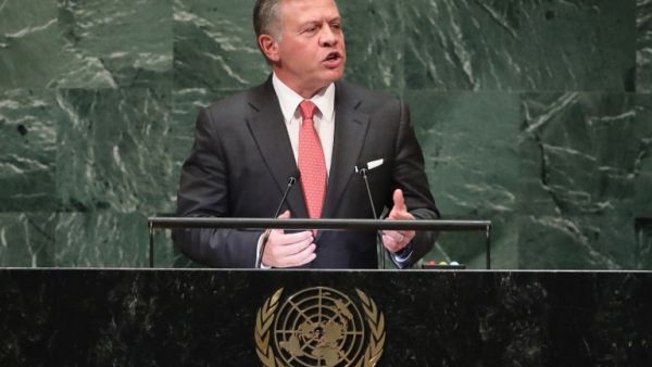 King of Jordan Abdullah II ibn Al Hussein addresses the United Nations General Assembly on September 25, 2018 in New York City. (JOHN MOORE / GETTY IMAGES NORTH AMERICA / AFP)