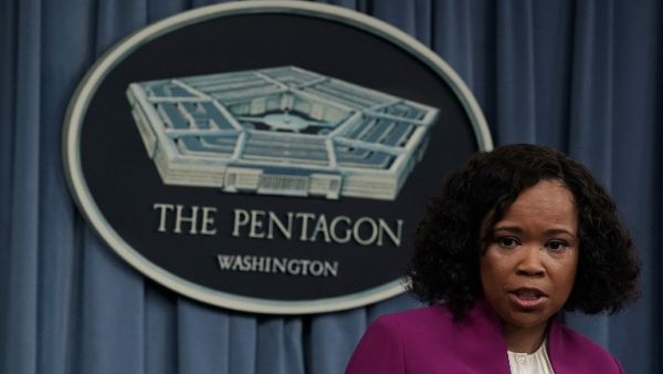 ARLINGTON, VA - APRIL 14: Pentagon Chief Spokesperson Dana W. White speaks during a news briefing at the Pentagon Apr. 14, 2018 in Arlington, Virginia. The Pentagon held a briefing on the latest development of the  
(ALEX WONG / GETTY IMAGES NORTH AMERICA / AFP)