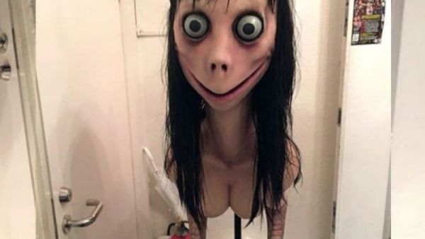 An image of the Momo Challenge, a woman with large eyes, chicken feet. (Instagram)