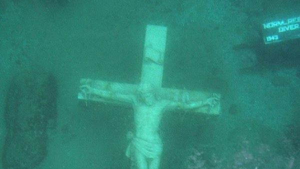 The 11-ft. marble crucifix weighs 1,850 lbs and features a 5'5" statue of Christ (dailymail.co.uk)
