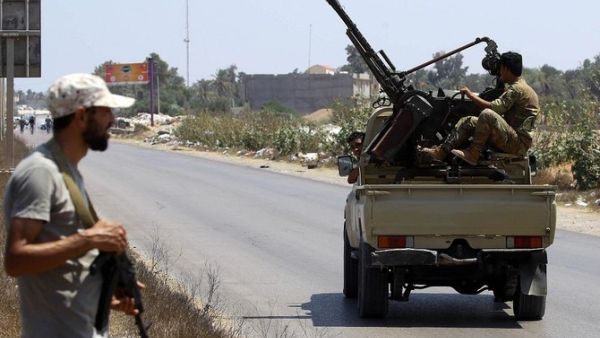 Libyan security forces patrol on August 23, 2018 near the site of an attack on a checkpoint in the city of Zliten. (AFP/File)