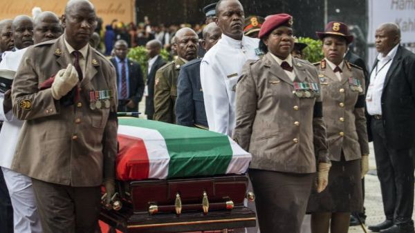  Members of the South African military carry the coffin of long-time activist Winnie Mandela who was laid to rest in a state funeral (AFP/File Photo)