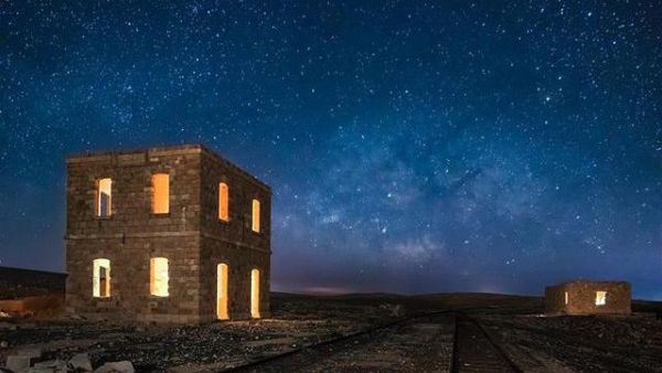 Stations along the Hijaz Railway can be seen at night. Photographer Bashar Tabbah’s recent exhibition set out to explore Jordan’s historical sites through night photography. (Photo courtesy of Bashar Tabbah)