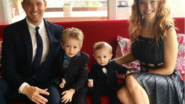 It's a girl? Michael Bublé and his wife Luisana Lopilato are reportedly expecting a baby girl (Couple pictured with sons Noah, four, and Elias, two) (Source: Michael Buble - Instagram)