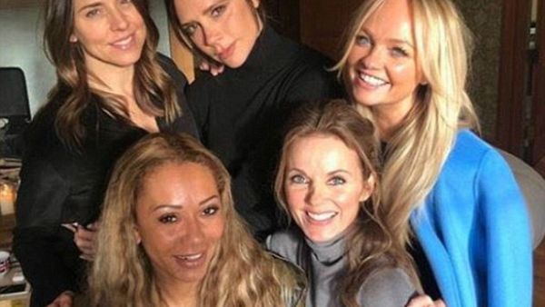 Reunited and it feels so good: Victoria recently excited fans, when she shared a snap of herself with Mel C and their fellow Spice Girls (L-R) Mel B, Geri Horner and Emma Bunton (Source: Victoria Beckham - Instagram)