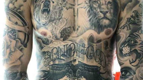 Ink master! Justin Bieber posted a close-up shot of his heavily inked torso on Instagram Wednesday, where he also boasted about the 100+ hours he'd invested in his body art (Source: Justin Bieber - Instagram)