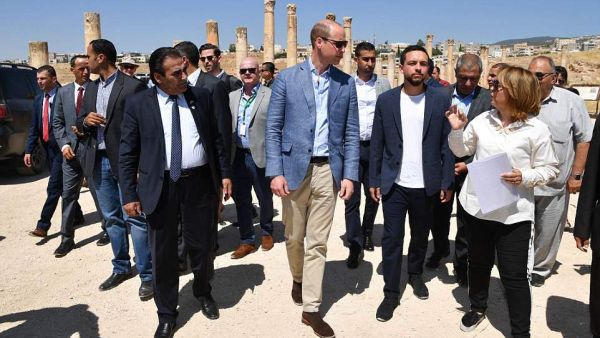 Prince William tours ruins of the Roman city of Jerash, a major tourist attraction and a spot his wife visited as a child when her family lived in the Kingdom in the 1980s (Shutterstock)
