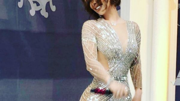 Shams's dress is by designer Youssef Jasmi (Source: shamsofficial_ - Instagram)