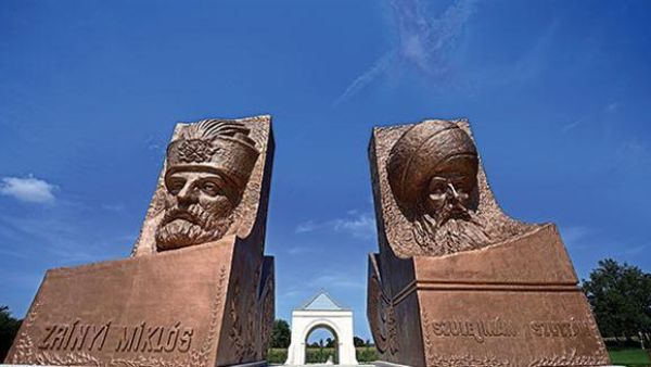 Statues of rival military leaders of 16th century, Ottoman Sultan Suleiman (R) and his opponent Miklos Zrinyi (L), are seen at the Hungarian-Turkish friendship park near Szigetvar. (AFP)