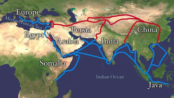 The traditional Silk Route extended 4000km across an extensive transcontinental network. (Wikimedia Commons)