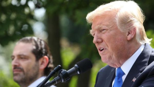 US President Donald Trump holds a news conference with Prime Minister of Lebanon Saad Hariri, in the Rose Garden at the White House on July 25.(AFP)