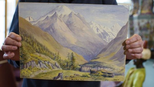 Three watercolour landscapes allegedly painted by young Adolf Hitler (Twitter)