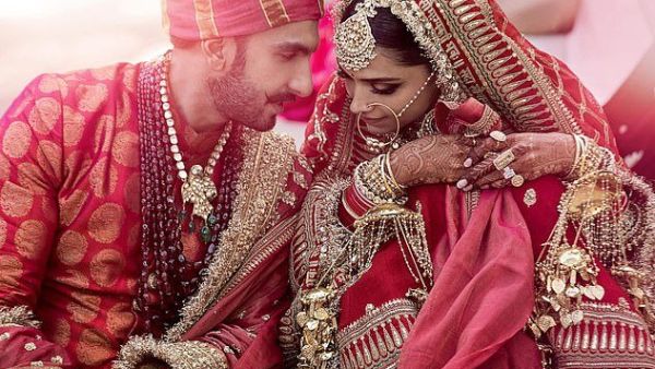 Ranveer and Deepika kept the media out of the wedding and shared just two pictures (seen) with their fans on Twitter (AFP)