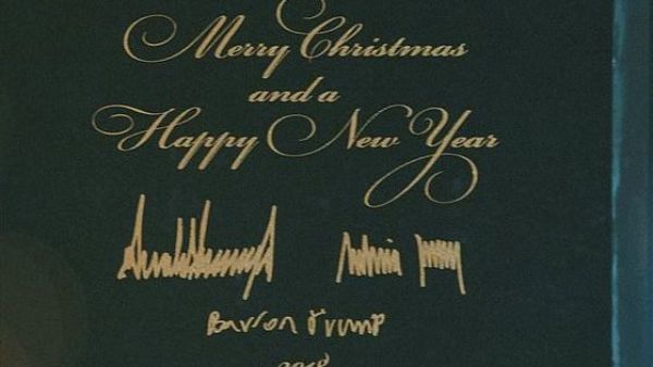 The White House has unveiled this year's holiday card featuring a statement wishing everyone a 'Merry Christmas and a Happy New Year'  (Dailymail)