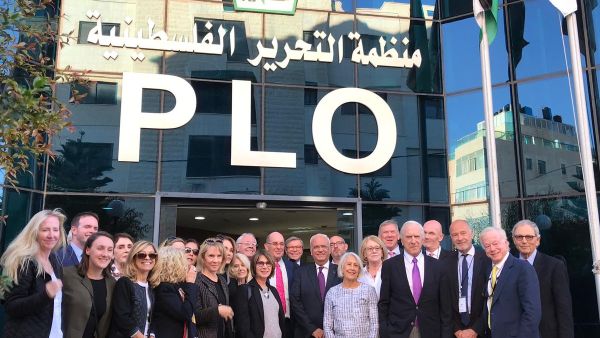 PLO Secretary General Dr. Saeb Erekat received a delegation from the PacCouncil in Ramallah (Twitter)