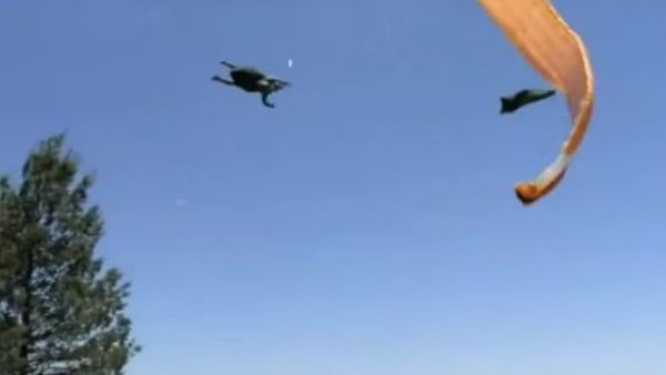 Paraglider caught in a dust devil (Twitter)