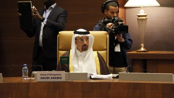 Saudi Arabia's Energy Minister Khalid Al-Falih during a meeting between members of the OPEC in 2016. (AFP)