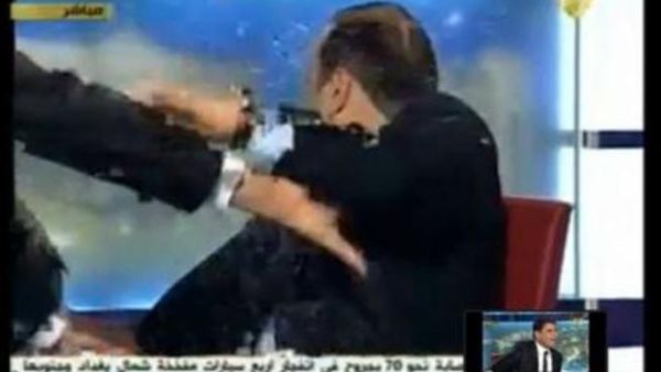 The political talk show turns violent.