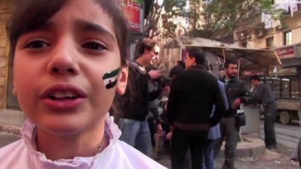 The Syrian girl singing just before the bomb goes off.