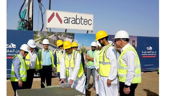 Abdulla Al Sahi CEO of Modon Properties lays first stone of the Show Village.