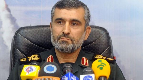 General Amir-Ali Hajizadeh, commander of aerial forces of Iran's elite Revolutionary Guards giving a press conference in Tehran. (AFP)