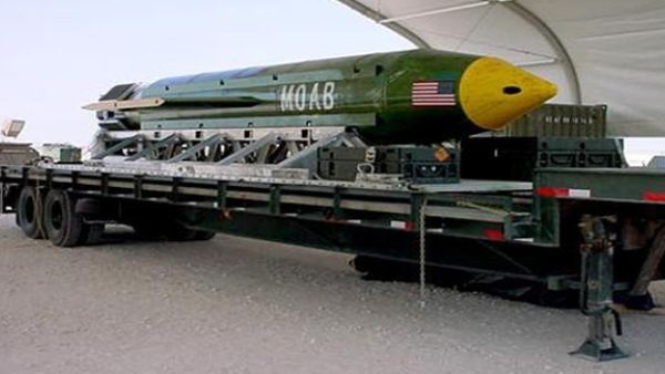 An undated image shows the GBU-43/B Massive Ordnance Air Blast (MOAB) bomb. (AFP/US Air Force)