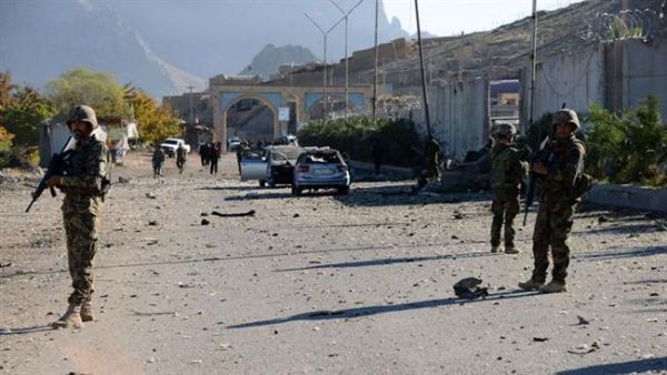 Afghan security forces gather at the site of a Taliban attack in Kandahar. (AFP)