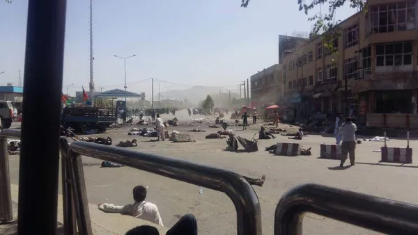 The aftermath of an explosion in Kabul, which claimed the lives of at least 29 people. (Twitter) 