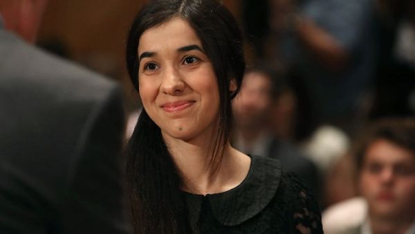 Nadia Murad Basee Taha called for justice for the victims of the Islamic State group and argued that the 2014 attack on the Yazidis should be recognized as a genocide. (AFP/Mark Wilson)