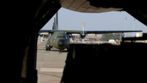 Humanitarian aid transported on board an air force Transall C-160 aircraft of the German armed forces at the Incirlik Airbase near Adana in Turkey on 15 August, 2014 (AFP/file)