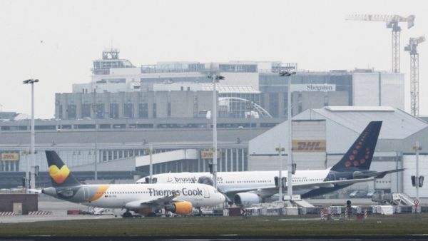 This file photo taken on March 22, 2016 shows Brussels Airport, in Zaventem, after two explosions rocked the main hall of the airport, killing at least one person and wounding several others. (AFP/Dirk Waem)