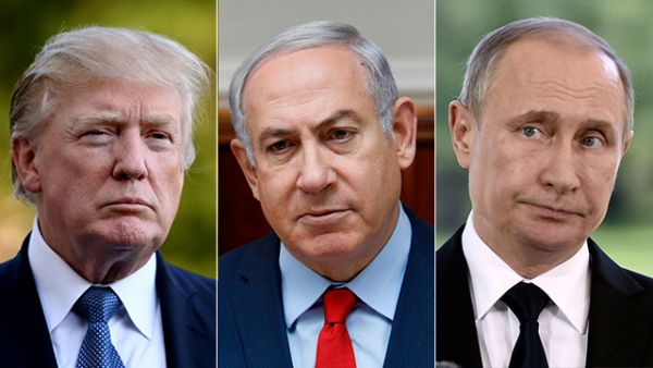 US President Trump, Israel's Prime Minister Netanyahu and Russian President Putin. (AFP/ File)