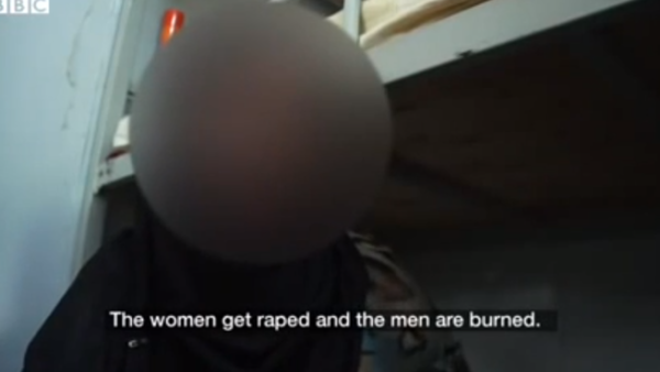 An Ethiopian girl speaks of her rape and torture by men dressed as Yemeni soldiers. (screenshot from YouTube)