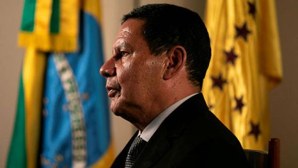 Brazil's VP Hamilton Mourao gestures during an exclusive interview with AFP in his office in the annex of the Planalto Palace. (AFP/ File Photo)