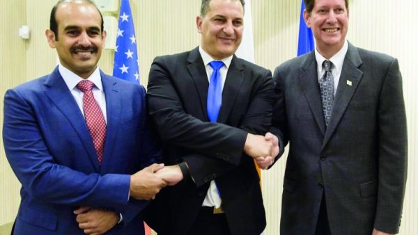 President and CEO of Qatar Petroleum Saad Sherida Al Kaabi (left) with ExxonMobil and Cypriot officials at the signing ceremony. (The Peninsula)  President and CEO of Qatar Petroleum Saad Sherida Al Kaabi (left) with ExxonMobil and Cypriot officials at the signing ceremony. (The Peninsula)