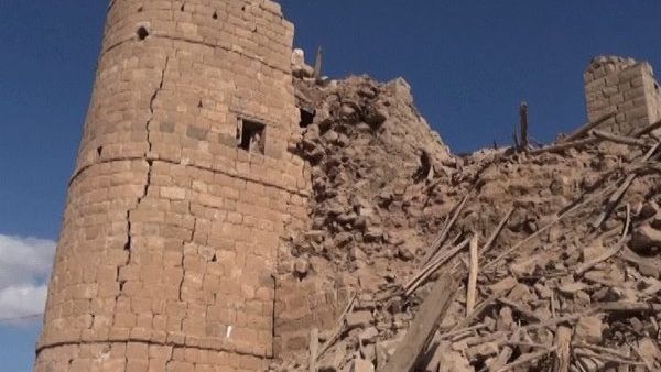 Destruction in Kawkaban, Yemen. (Twitter)