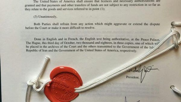 International Court of Justice issues interim order to the #US to lift #Iran sanctions linked to humanitarian aids (Twitter)